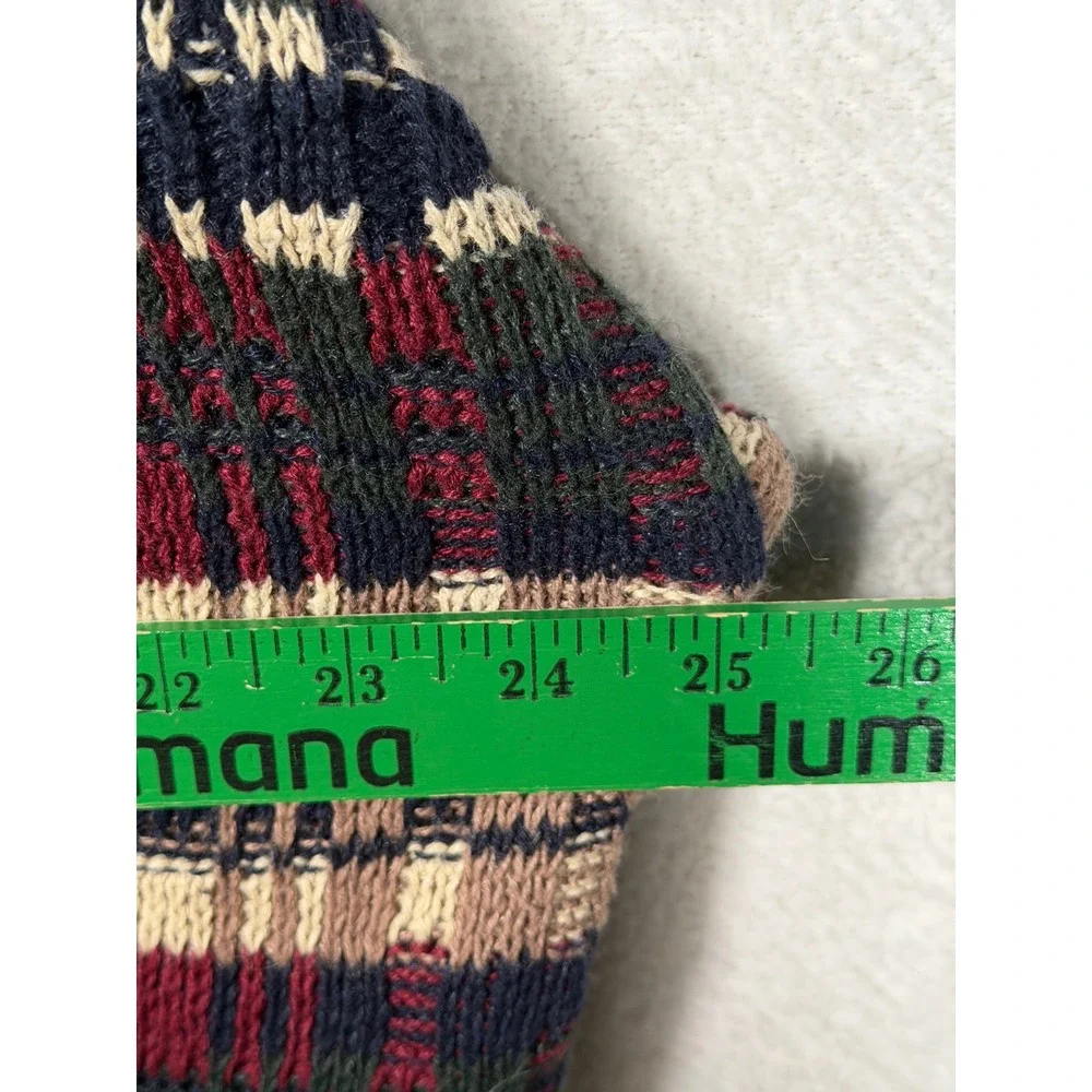 VTG Stone Haven Mens XL Plaid Crewneck Sweater Navy Green Red Ramie Cotton